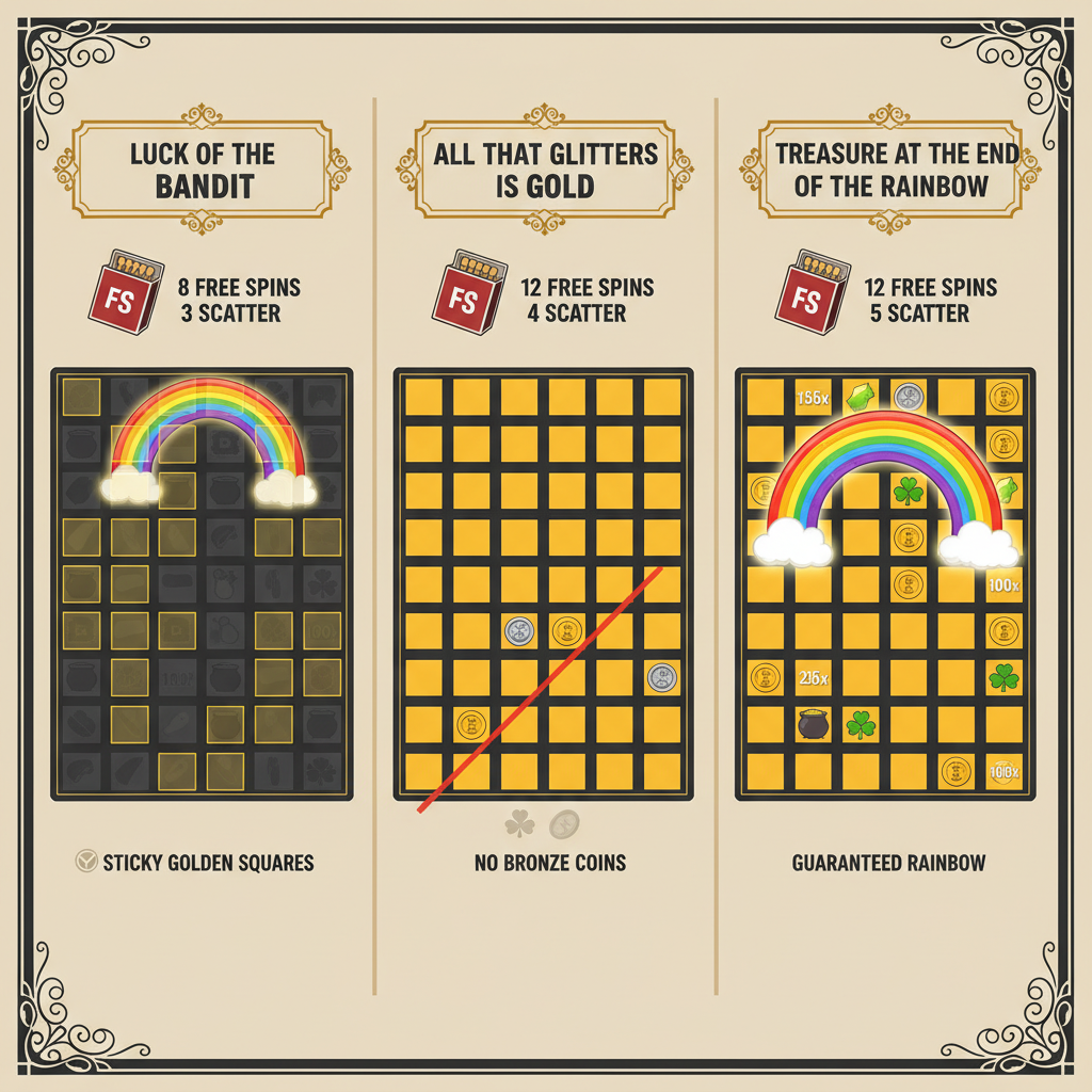 Jämförelse av Le Bandits tre bonusnivåer med olika funktioner