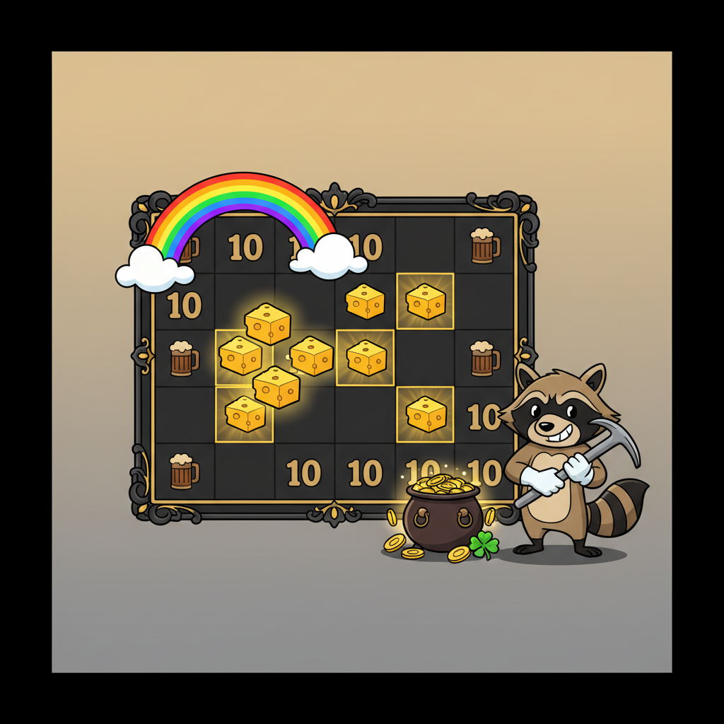 Le Bandit Golden Squares-mekanik med markerade gyllene rutor efter vinstkombination