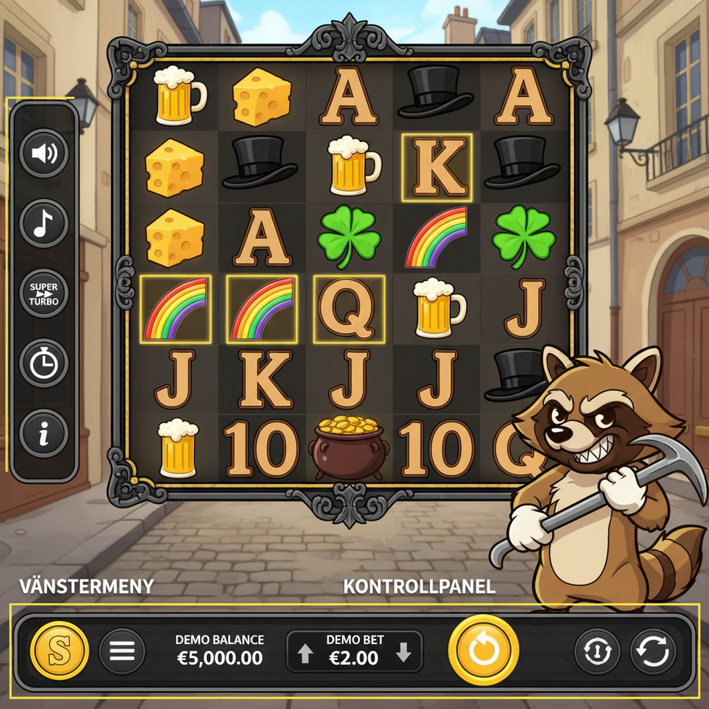 Le Bandit spelgränssnitt med kontrollpanel och vänstermeny markerad