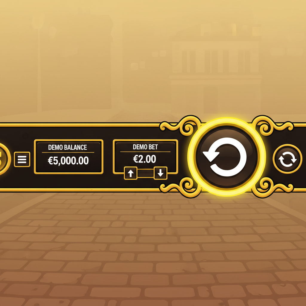 Le Bandits kontrollpanel med insatsdisplay, snurrknapp och autoplay-knappar längst ner på skärmen